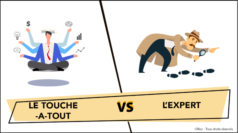 2 illustrations representing the jack-of-all-trades VS the expert